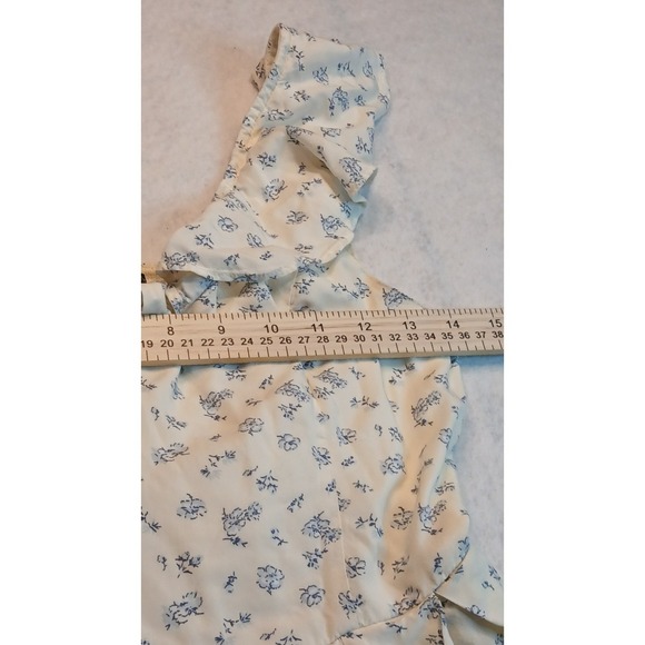 Abercrombie and Fitch Floral Ruffle Romper White Blue Cottagecore Summer - Picture 11 of 12